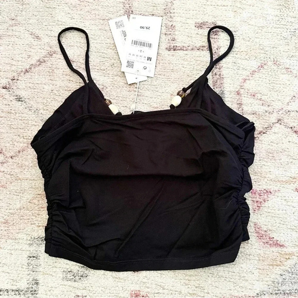 NWT Zara• Black beaded Crop Top Size Large - Picture 8 of 11